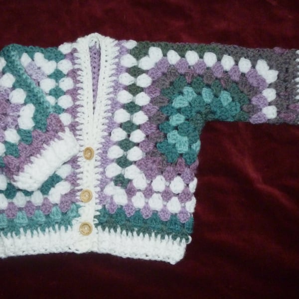 crochet baby hexagon hexi cardigan ( ref FA 620 C1 )