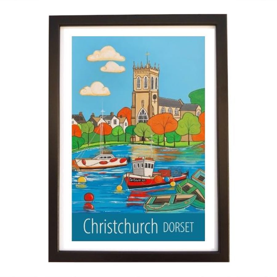 Christchurch Dorset travel poster print by Susie West