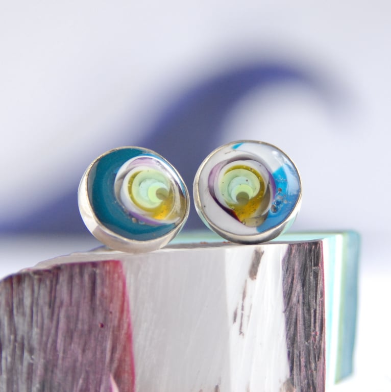 Cornish surfite stud earrings - eyeballs