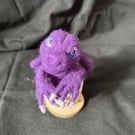 Handmade Needle felt Baby Purple Dragon