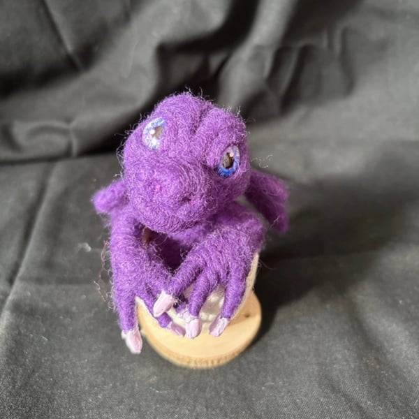 Handmade Needle felt Baby Purple Dragon