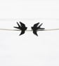 Titanium posts - Mini Black swallow bird stud earrings - Delicate hypoallergenic - Image 3