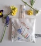 Lavender bag upcycled from a vintage embroidered crinoline lady tray cloth