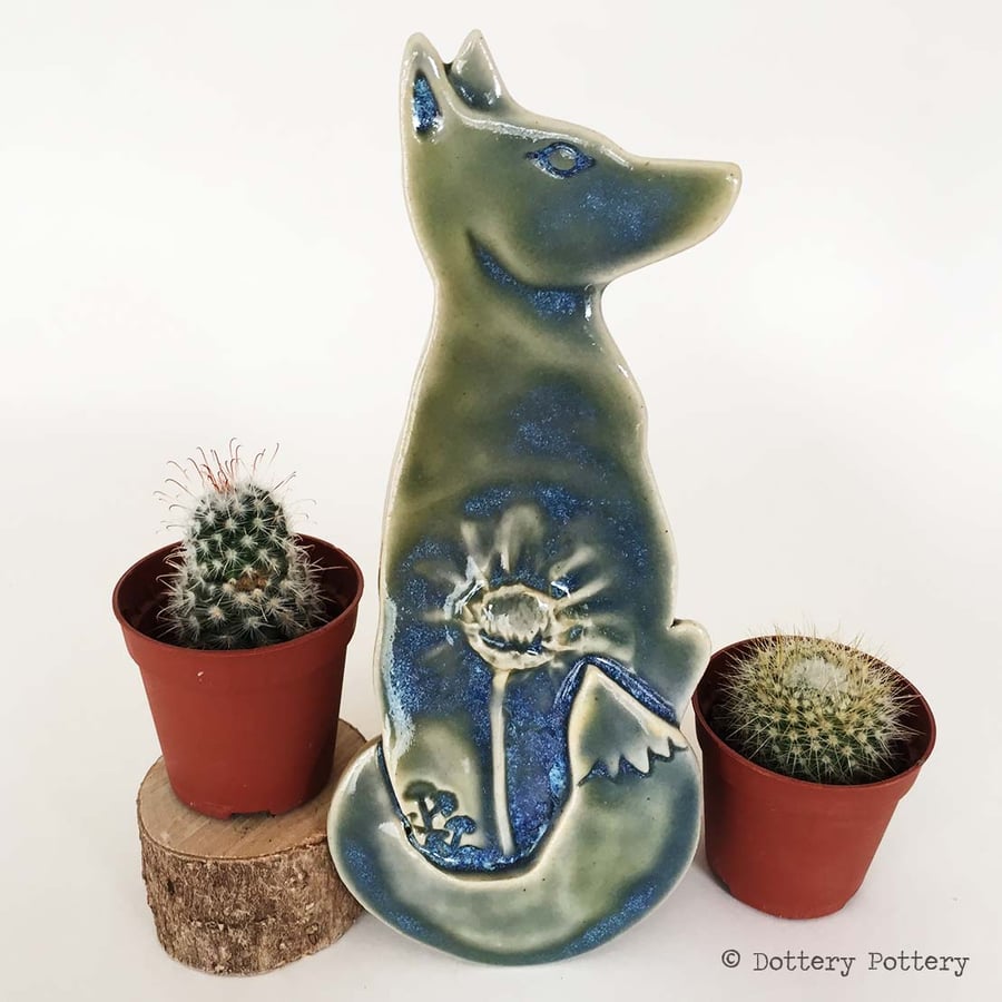 Pottery Fox hanging decoration Ceramic Fox Moon gazing fox