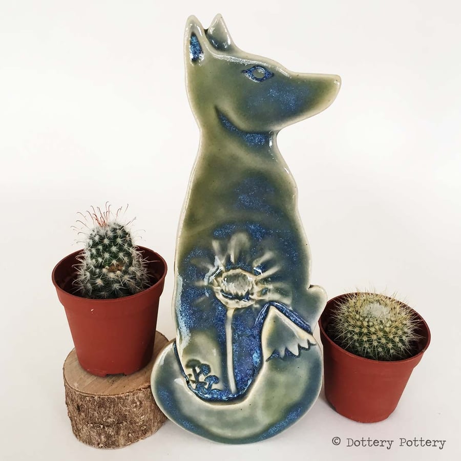 Pottery Fox hanging decoration Ceramic Fox Moon gazing fox