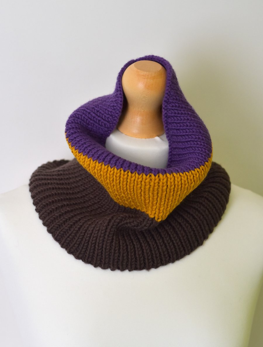 Merino Wool Neck Warmer - Handmade Knitted Snood for Men & Women