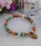 Picture jasper & turquoise heart stretch bracelet  - Image 1