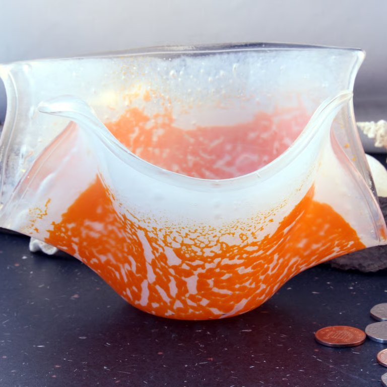 Clam shaped glass bowl 