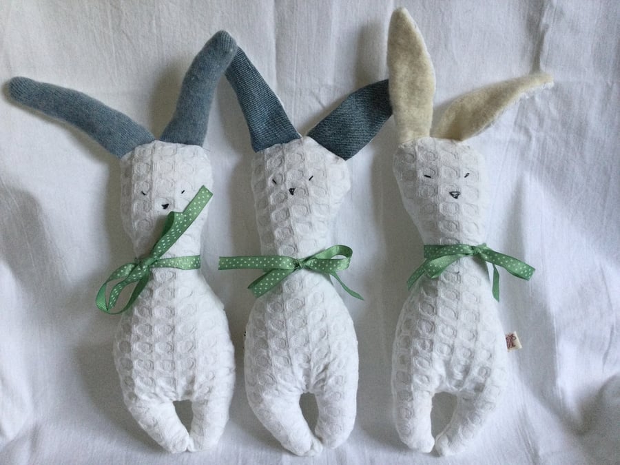 Small cotton rabbit. Rabbit plushy. Small gift for rabbit lover.