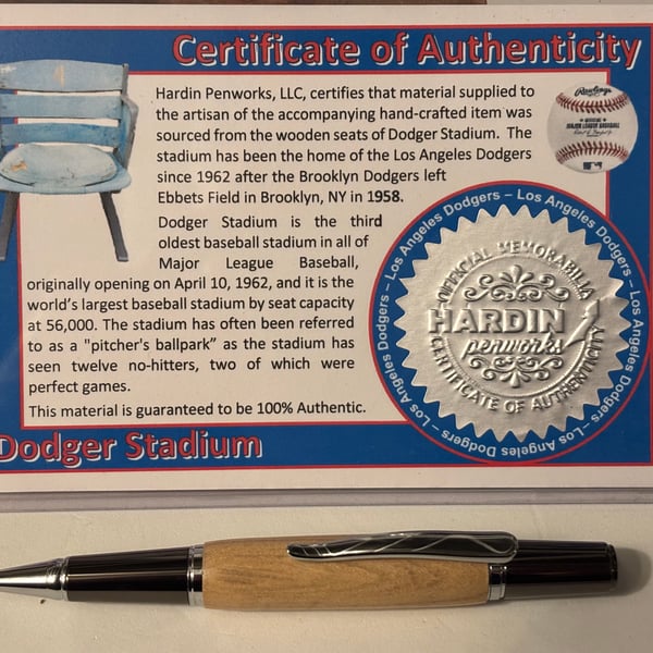 Dodger Ballpoint Pen, Home of the LA Dodgers, Handmade Unique Baseball Gift - Fr