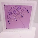 Cards, Blank with Umbrella Design Embellished with Beads
