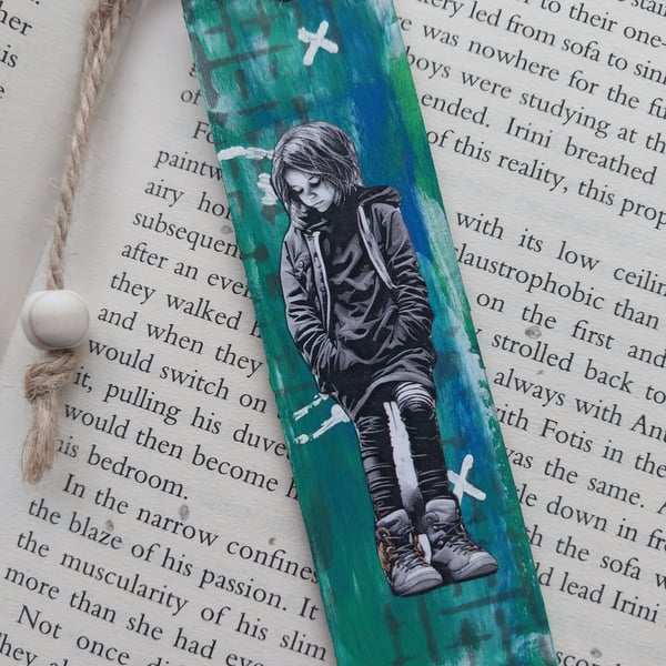 Teenage girl wooden bookmark 