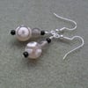 Tibetan Agate and Black Onyx Silver Plate  Earrings