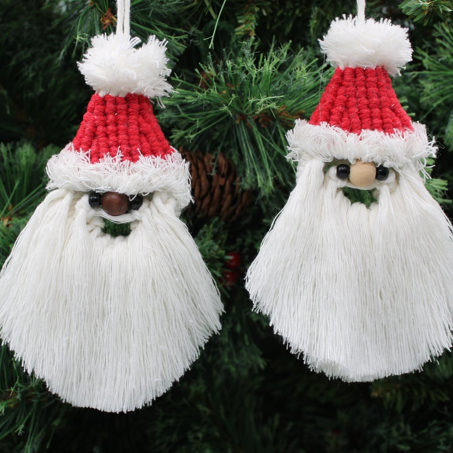 macrame  santa Christmas tree decorations,  Santa tree decoration