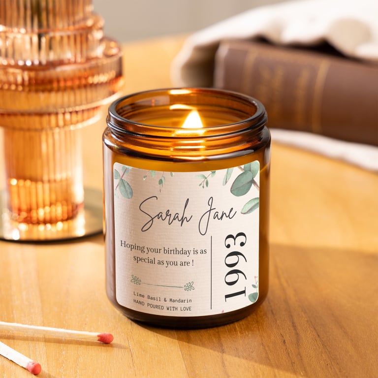 Any Age Personalised Birthday Candle, Custom Birth Year Birthday Gift For Her