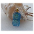 Turquoise Dichroic Glass Pendant 133 Florentine Sparkle with gold plated chain