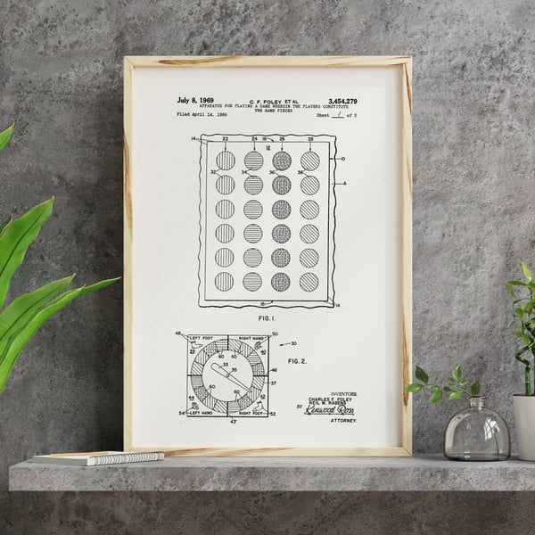 Twister game patent drawing print