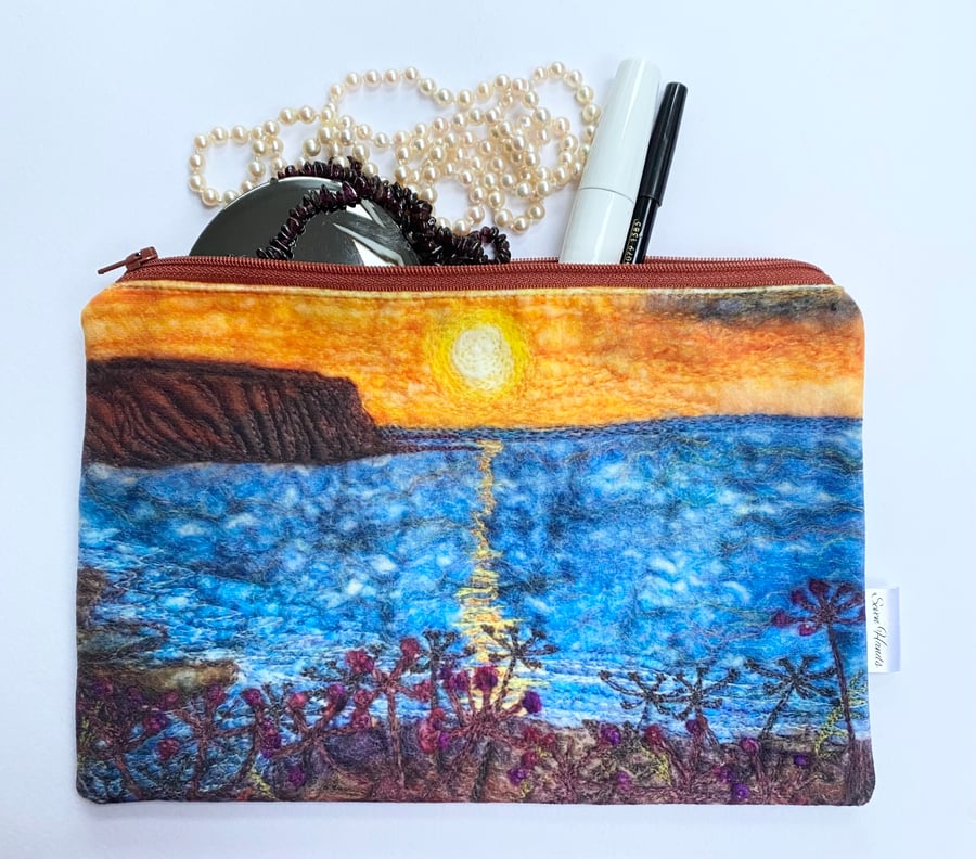 Sunset velvet makeup, Jewellery, toiletries bag, pencil case or kindle pouch.