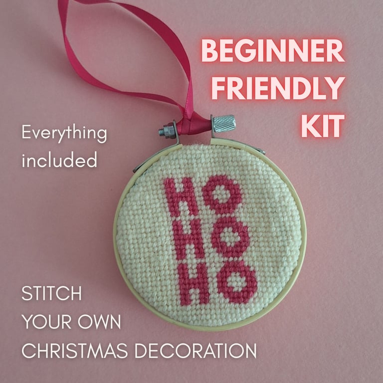 Stitch Your Own Christmas Decoration Kit – Beginner Needlepoint Craft Present