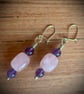 Amethyst, Rose Quartz and Sterling Silver dangle Earrings  - Image 6