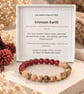 Crimson Earth – Red Carnelian & Faceted Picture Jasper Gemstone Stretch Bracelet - Image 2