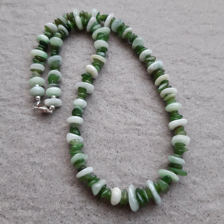  Jadeite and Nephrite Sterling Silver Necklace