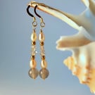 Freshwater Pearl, Crystal & Agate Earrings, June Birthday, 30th Anniversary Gift