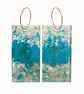 Blue Flower Resin Earrings with Iridescent Shards – Rectangle Dangle