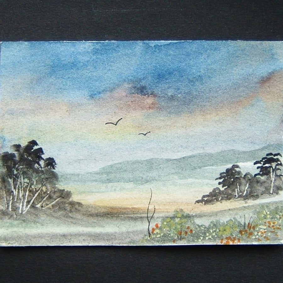 art painting watercolour landscape aceo ref 57