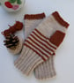 Earthy Striped Hand-Knitted Fingerless Mittens - Image 4