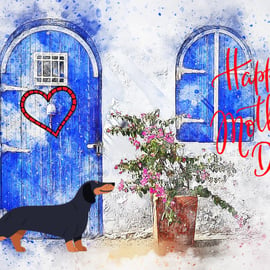 Happy Mother's Day Sausage Dog Cottage Card A5