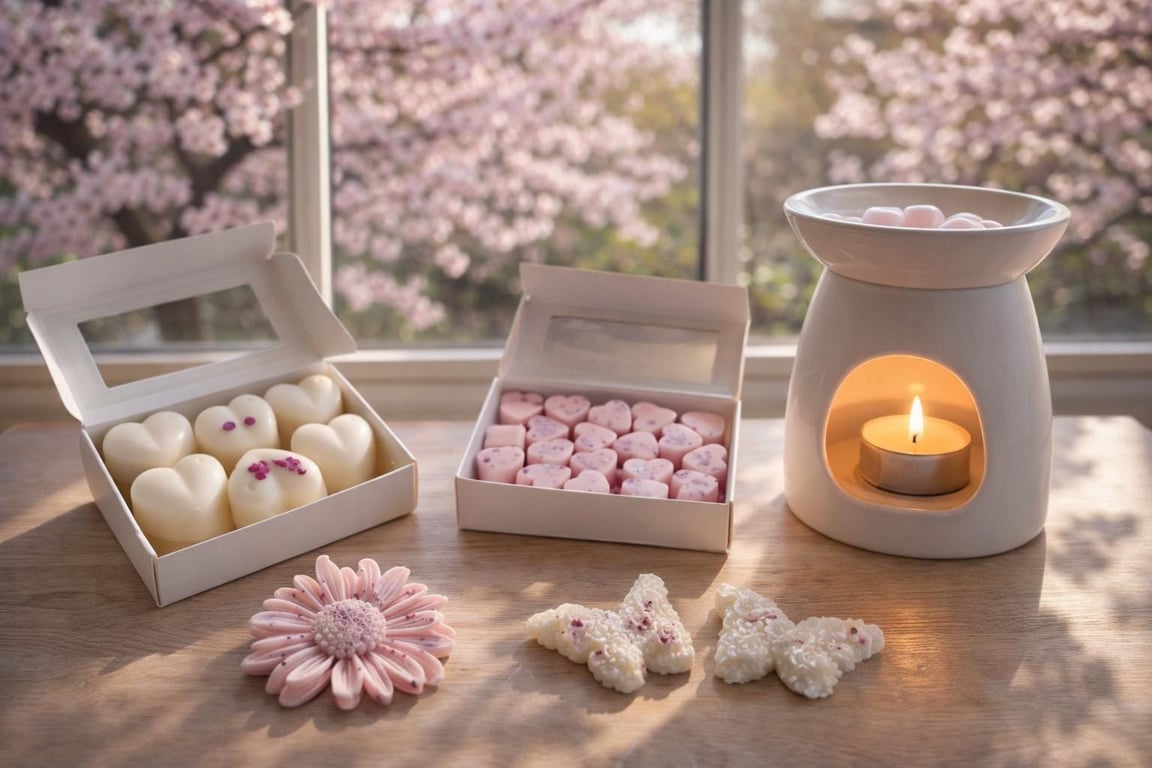 White Cherry Blossom Highly Scented Heart Wax Melts, Uk Handmade, Vegan