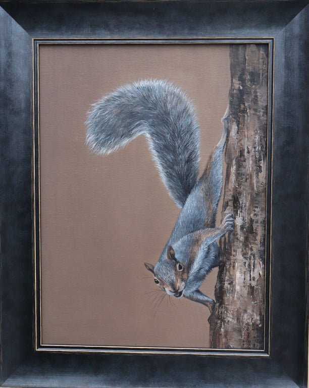The Squirrel Oil Painting, Wildlife Art, Original Artwork Nature