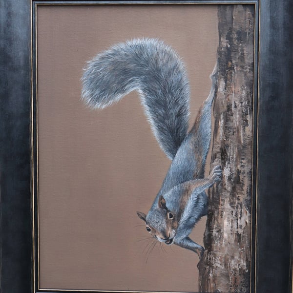 The Squirrel Oil Painting, Wildlife Art, Original Artwork Nature