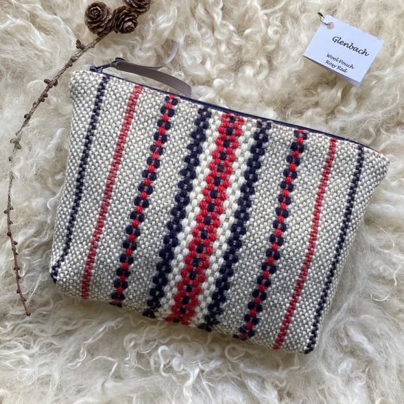 Wool Pouch - Rosy Red. Handwoven in Wales