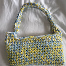 Lemon and blue crochet shoulder bag
