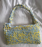 Lemon and blue crochet shoulder bag