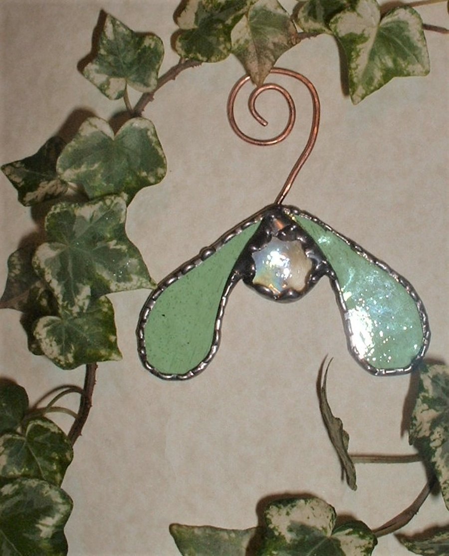 "Forever Mistletoe" Stained Glass Suncatcher, Christmas Decoration