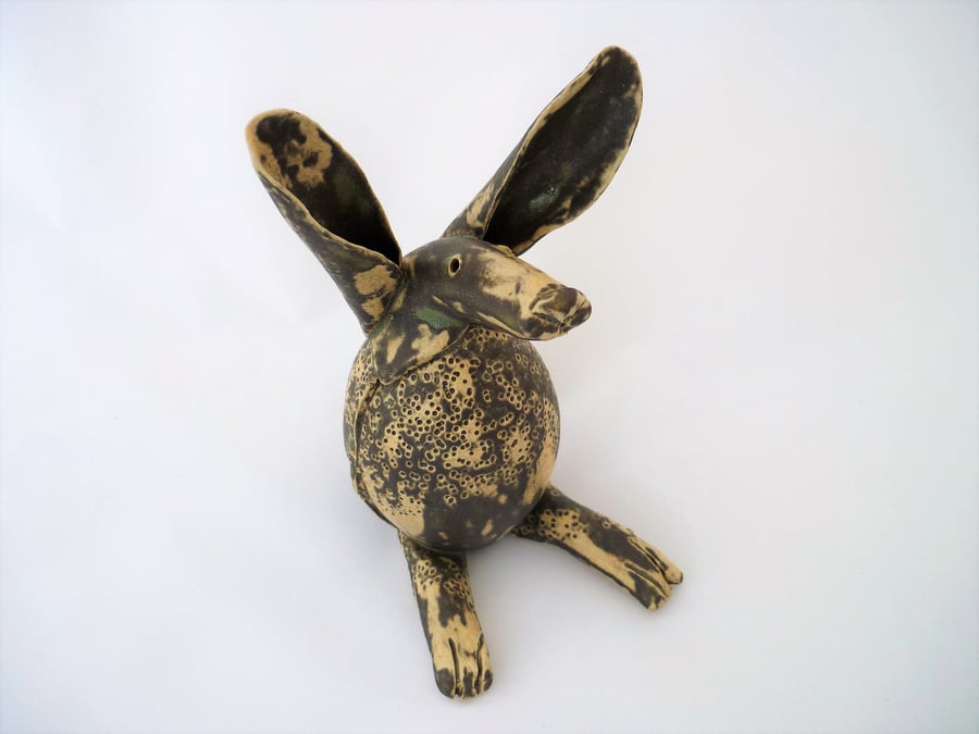 Ceramic animal hare, one off pottery, hand made gift idea, bespoke pottery