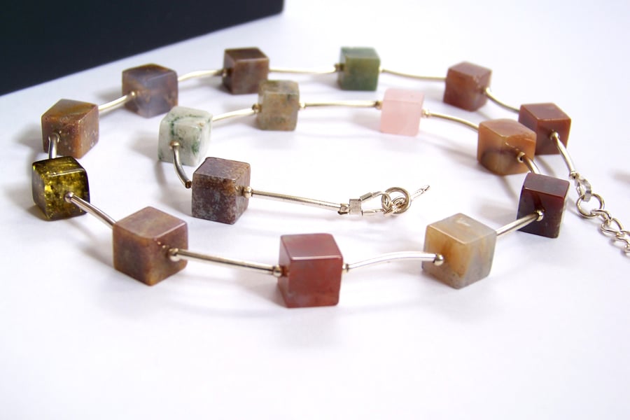 Gemstone choker necklace, multi gemstone necklace, seed bead necklace