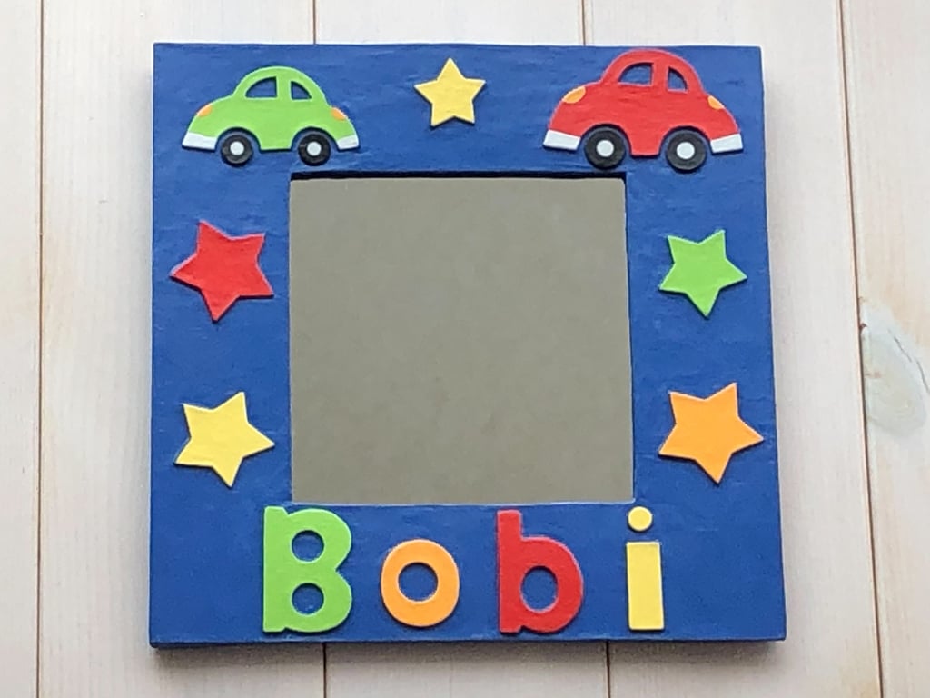 Personalised Navy Blue Car Mirror