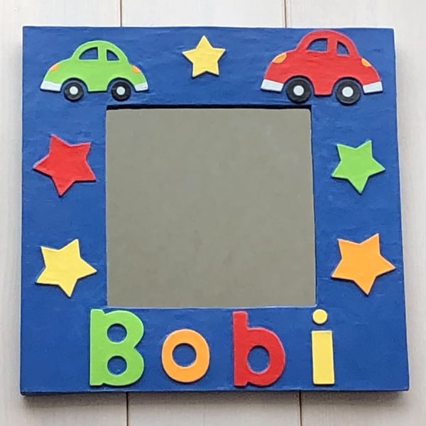 Personalised Navy Blue Car Mirror