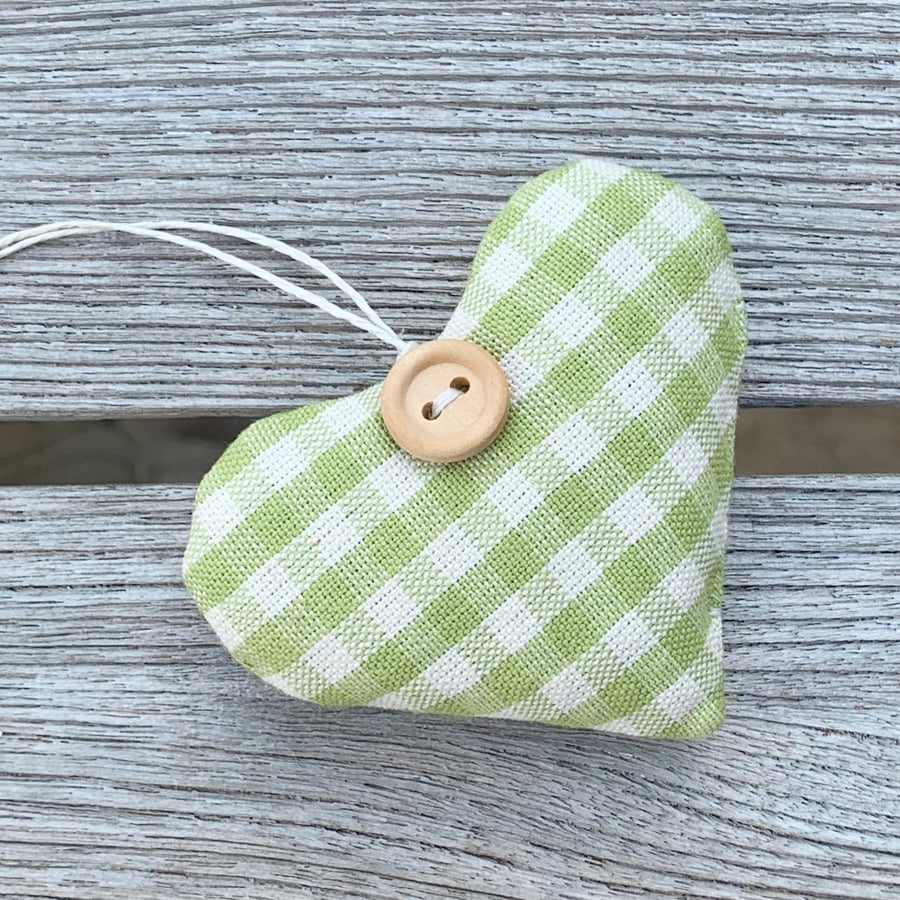 LAVENDER HEART - zesty green and white gingham