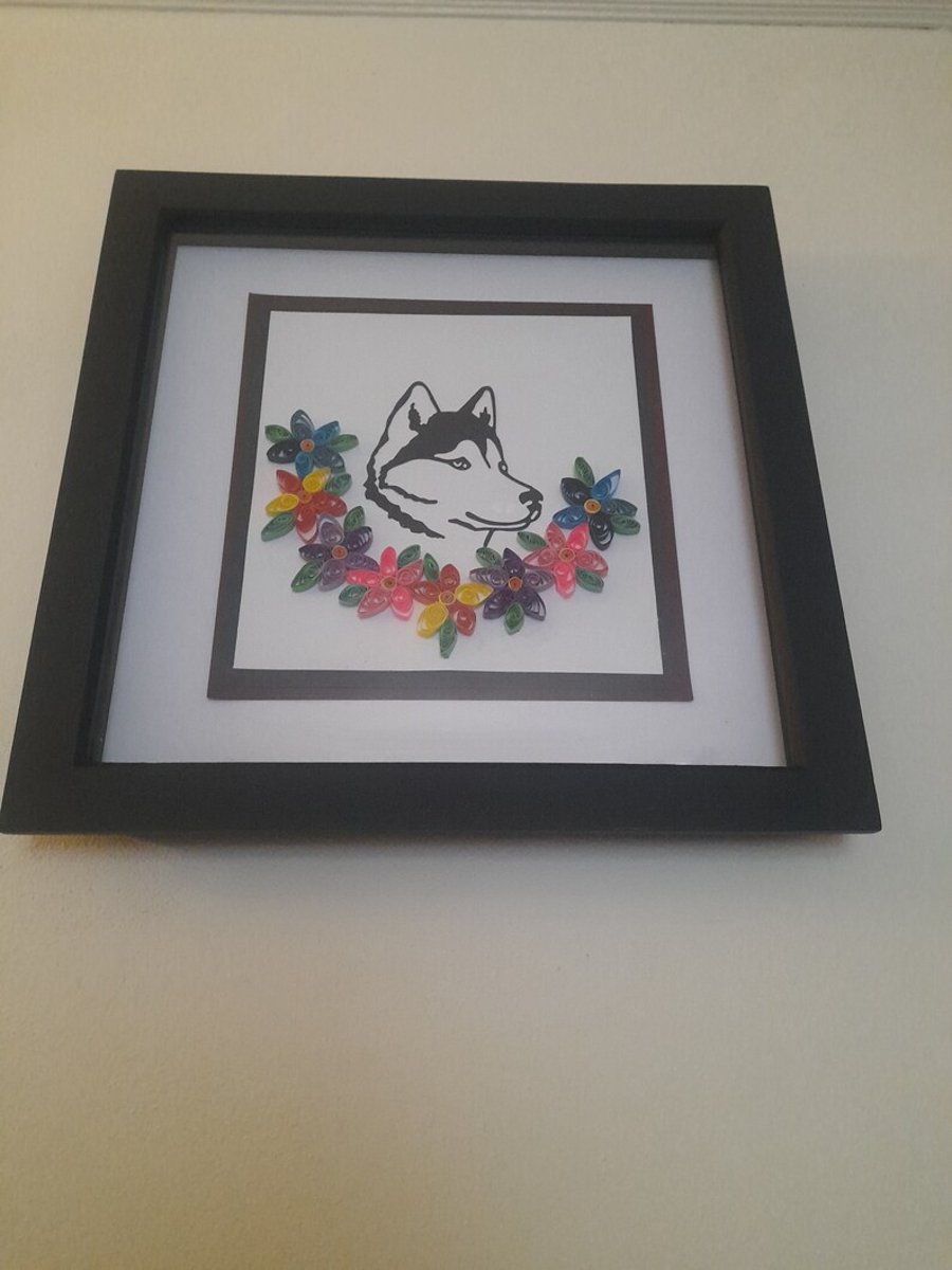 Husky Artwork, Quilling, Wallart, Husky Gift, Dog Lover, Gift for Her, Him, Fun