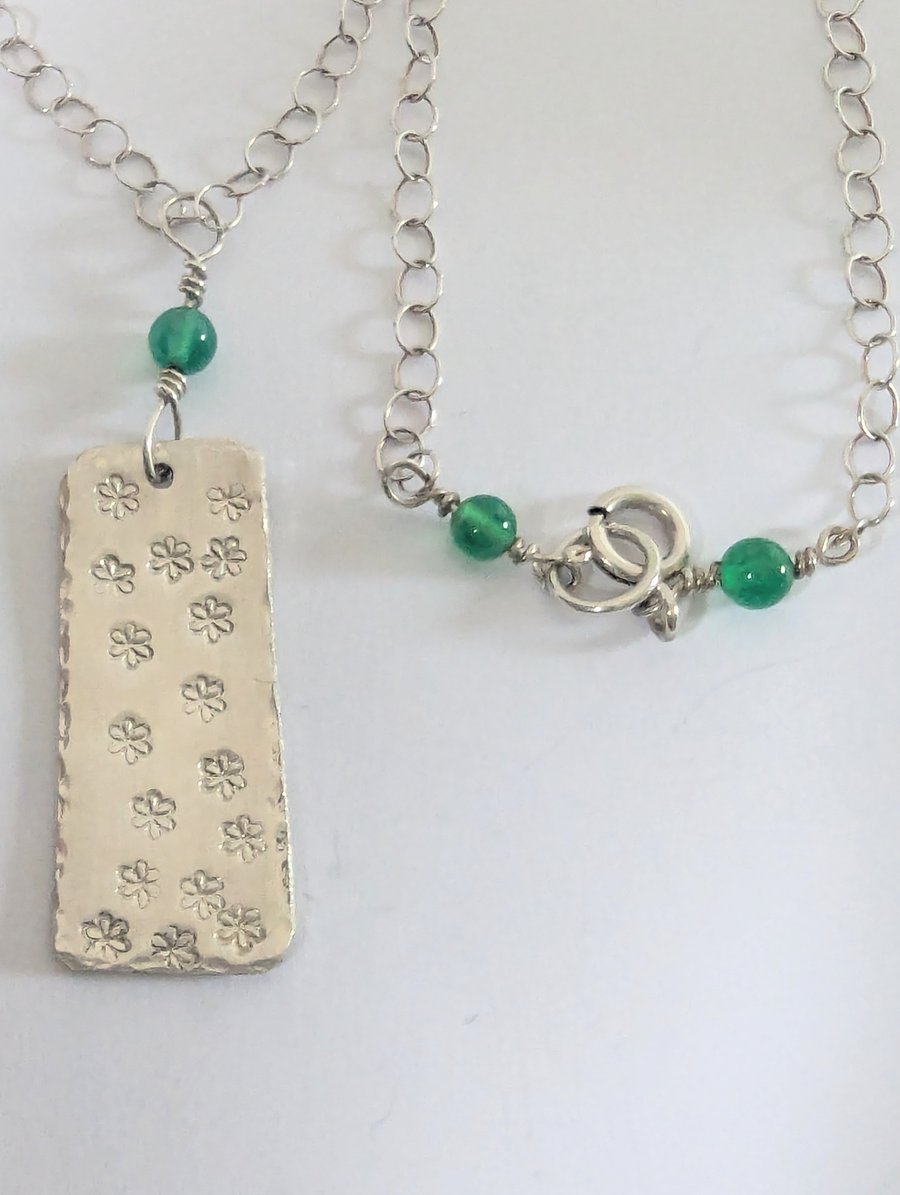 Daisy Necklace, Sterling Silver, Hand Stamped