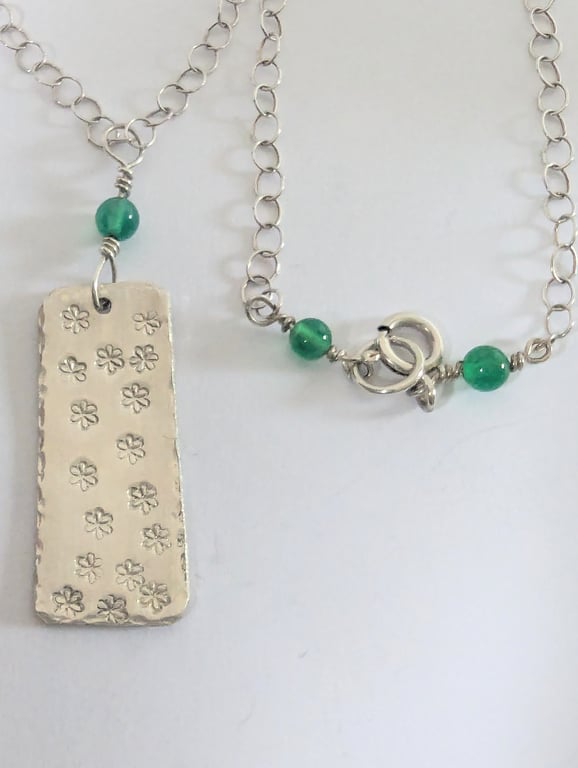 Daisy Necklace, Sterling Silver, Hand Stamped
