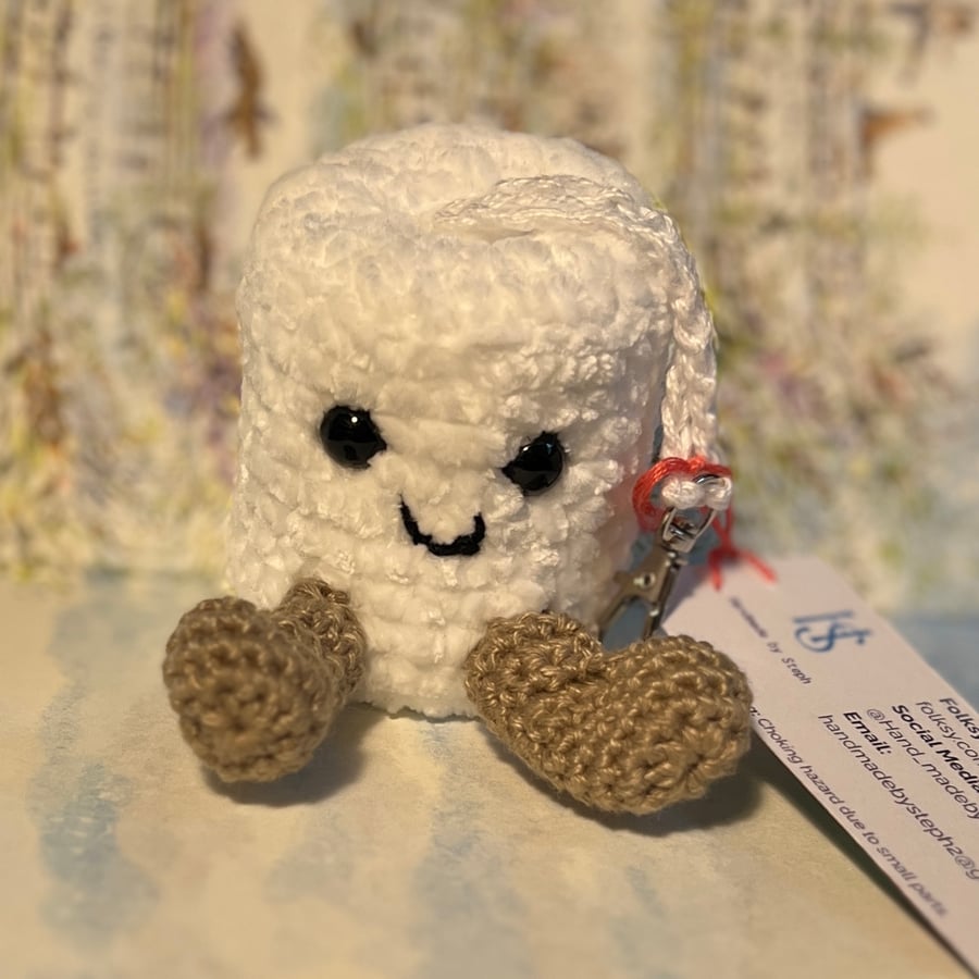 Handmade Marshmallow Bag Charm - White