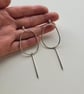 Large Open Oval Dangle Earrings, Handmade Recycled Sterling Silver - Image 5