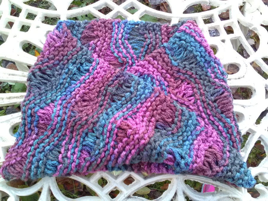 Lacy Twisted Mobius Cowl inHand-dyed Pima Cotton Pink Blue Teal