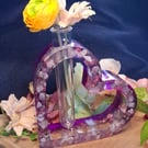 Amethyst filled handmade heart with a test tube vase